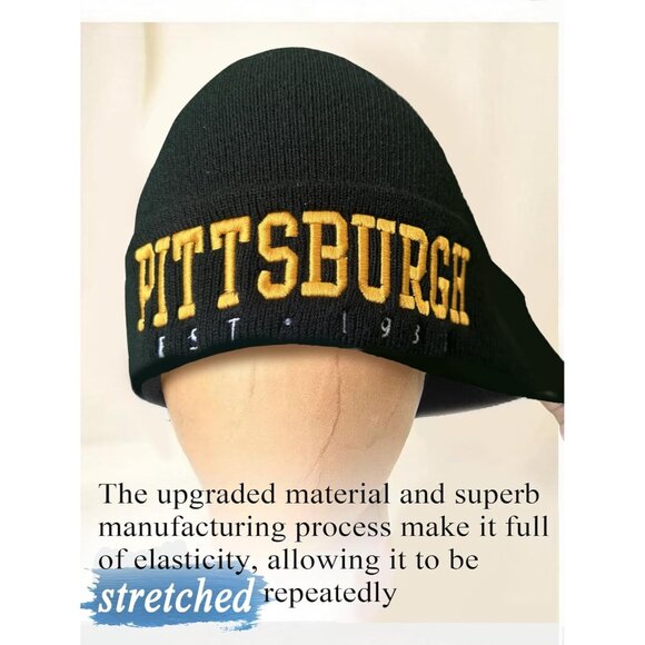 Women's Black & Yellow Soft Knit Winter Hat For Cold Weather Beanie Toque Hat - Picture 5 of 6